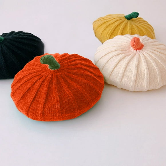 Fiudx Gorro de Calabaza para Bebé, Tejido a Crochet, Acrílico Suave, Ideal para Otoño E Invierno, Ideal para Toda La Familia, Accesorio para Fotos Navideñas, Apto para Bebés de 0 a 4 Años, Tamaño 19