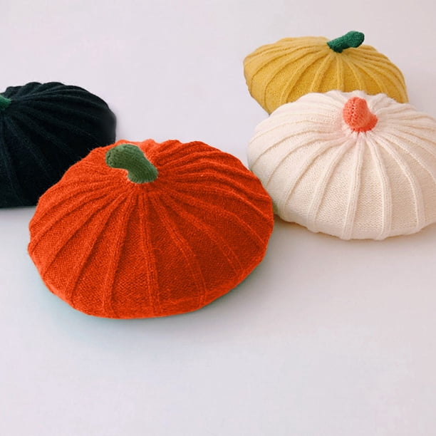 Fiudx Gorro de Calabaza para Bebé, Tejido a Crochet, Acrílico Suave, Ideal para Otoño E Invierno, Ideal para Toda La Familia, Accesorio para Fotos Navideñas, Apto para Bebés de 0 a 4 Años, Tamaño 19