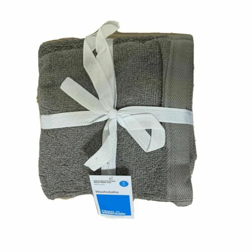 Room Essentials Standard Grey Washcloths 12 X 12, 12 Count