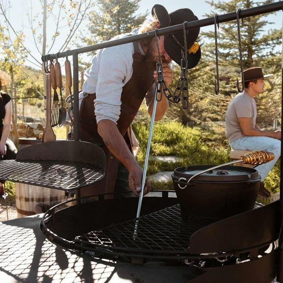 Telescoping Fire Blower:  Brass and Steel Tool for Camping, Campfire Grilling, Outdoor Fire Pits, and Fireplaces - Safe Indoors or Outdoors Fire-Stoking Control