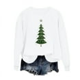 thumbnail image 4 of Women Christmas Tree Printed Tshirts Cropped Sweatshirts White Pullover Sweaters Zip Up Sweatshirt Lightweight Long Sleeve Tops Loose Fit, 4 of 6