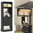 thumbnail image 5 of iSunirm Closet System with Drawers and Mirror, 25 Inch Freestanding Closet Organizer with Storage Shelves, Walk In Closet Tower for Closet, Bedroom, 25'' W x 15'' D x 80'' H, Black, 5 of 8