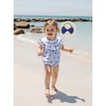 thumbnail image 4 of Loicainy Baby Toddler Girls 4th of July Romper 3 6 12 18 Months Casual Flag Stripe Print Fly Sleeves Jumpsuit and Headband Set Summer Clothes, 4 of 9