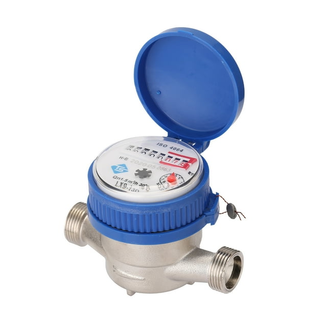 TFixol 15mm 1/2 Inch Intelligent Water Meter Household Mechanical Rotor Type Cold Water Meter Pointer Digital Display Combination Water Meters