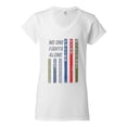 thumbnail image 2 of Wild Bobby, No One Fights Alone First Responder Dispatcher EMS Corrections Police Fire Military Unity, Pop Culture, Women Standard V-Neck Tee, White, Medium, 2 of 4