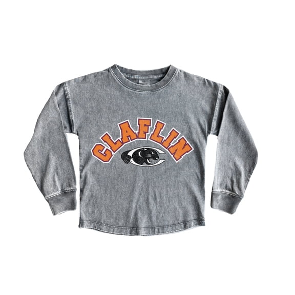 Girls Youth Gameday Couture Gray Claflin Panthers Faded Wash Pullover Top