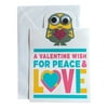 Valentine's Day Greeting Card for Kids - A Valentine Wish for Peace & Love - Flip Up, Googly Eyes, Sparkling Glitter; Minions, Hearts