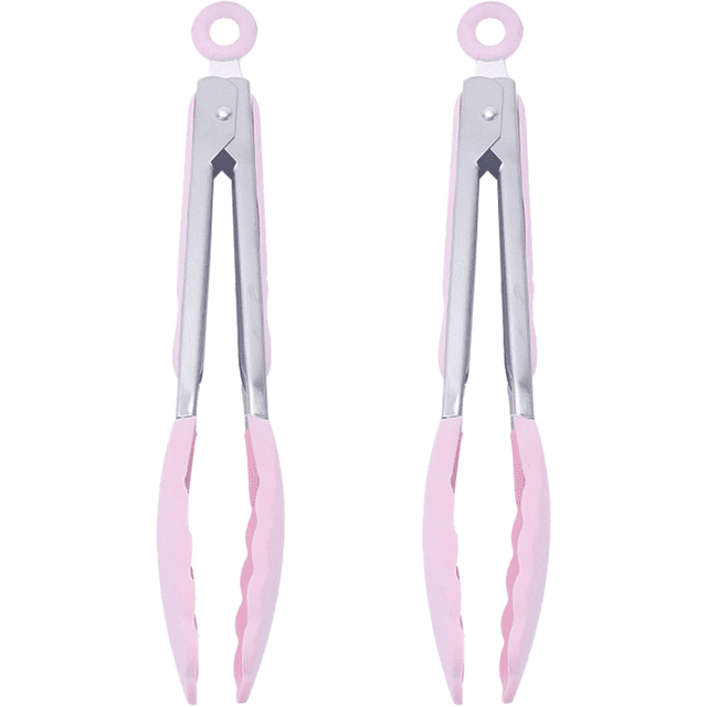 Premium Stainless Steel Locking Kitchen Tongs with Silicon Tips, Set of 2