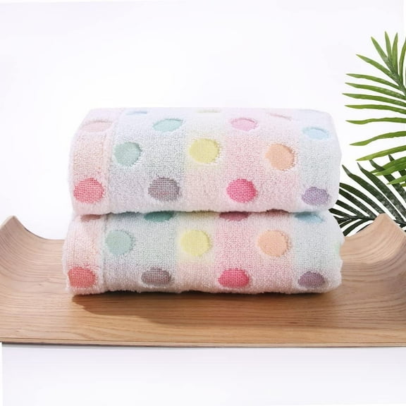 Xiao Hua white pure cotton handkerchief with colorful polka dot pattern soft absorbent towel 13.78 * 29.53in 2-piece set
