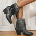thumbnail image 6 of SACFOF Women's Fringe Cowboy Boots with Studded Chunky Heels Mid Calf Western Cowgirl Boots Perfect for Country Music Festivals, 6 of 7