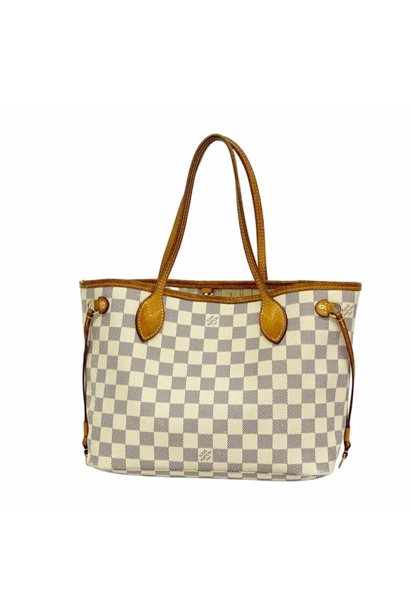 Pre-Owned Louis Vuitton Damier Azur Neverfull PM Tote Bag N51110 White Women's