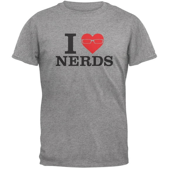 I Heart Nerds Heather Grey Adult T-Shirt - Medium
