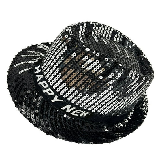 Sequined Hat for Women Men New Year Eve Panama Hat Roll Brims Hat Cosplay Costume Adult Theme Party Accessory