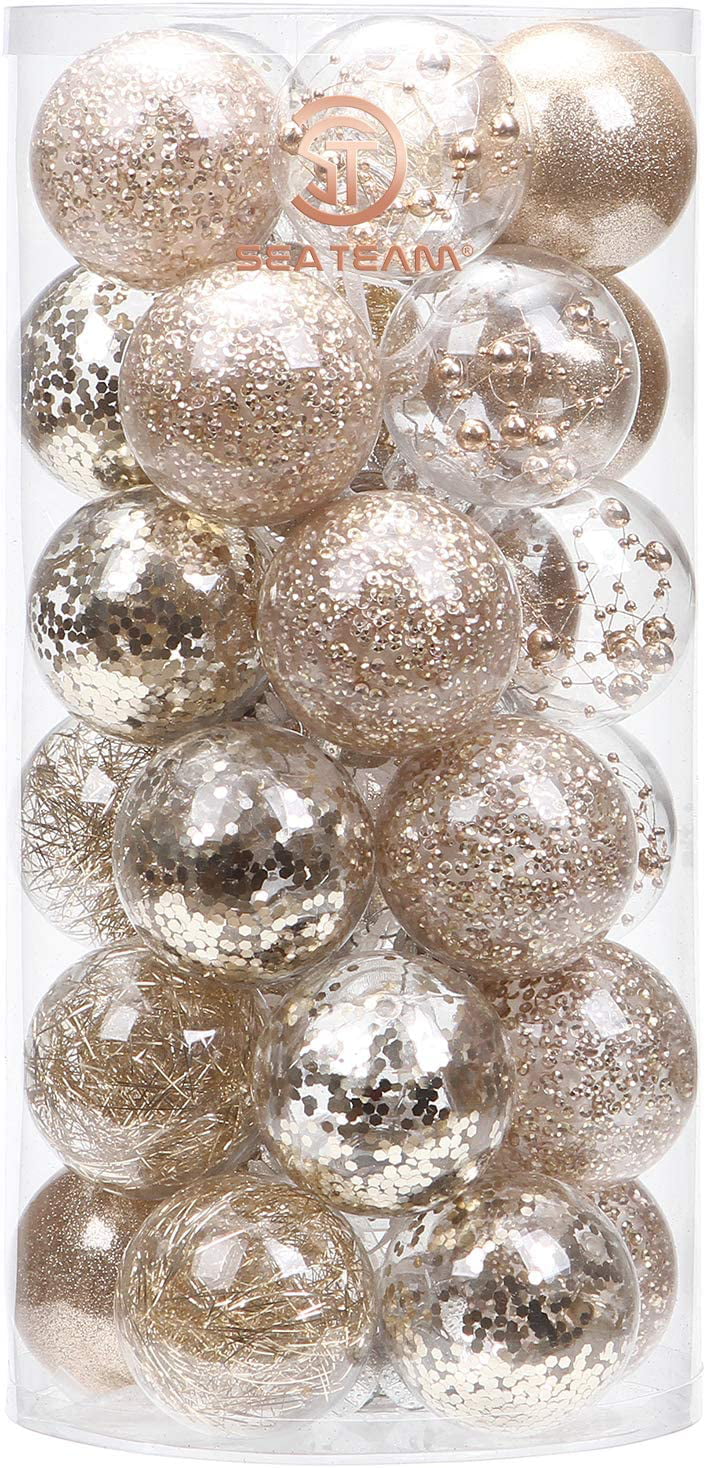 30 Counts 60mm/2.36" Sliver Christmas Ball Clear Plastic Ornaments Shatterproof 