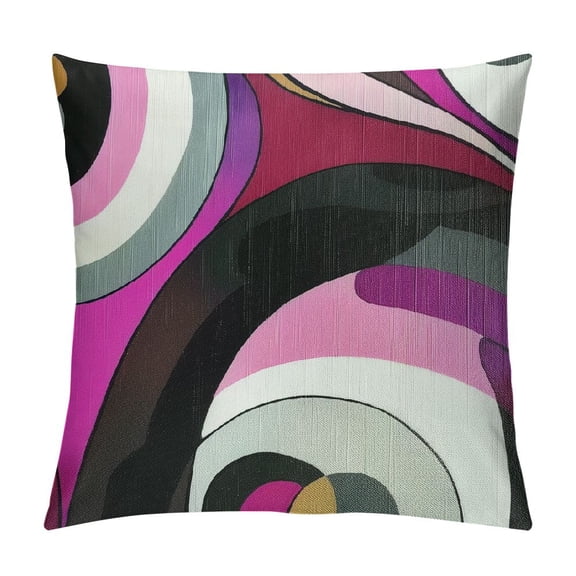 PHYHOO  Geometric Throw Pillow Cover,Pink Purple Black Gray Swirls Decorative Pillow Cover,Modern Geometry Pillow Cover,Abstract Chic Wavy Cushion Cover Women Room Decor