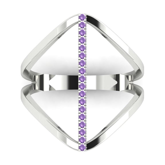 Statement Engagement Ring for Women - 0.09ct Simulated Alexandrite in 18K White Gold Promise Ring