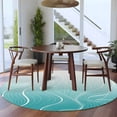 thumbnail image 4 of Round Rugs 7 Ft, Aqua Blue Geometric Non Slip Area Rugs for Kitchen Bedroom Entryway, Modern White Stripe Distortion Art Washable Carpet Runner Rug Floor Mats for Bedroom Home Decor, 4 of 9