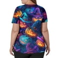 thumbnail image 3 of HAJWOH Halloween Scrub Tops Women Short Sleeve Nursing Uniforms Novelty Pumpkin Bat Ghost Spider Witch Print Medical Scrub Trendy Vneck Scurbs Dark Purple XL, 3 of 5