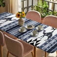 thumbnail image 3 of Navy Blue Boho Table Cloths for 8 Foot Rectangle Tables, Vintage Abstract Art Ethnic Tribe Patio Waterproof Elastic Fitted Tablecloths, Washable Rectangular Table Cover for Camping, 3 of 8