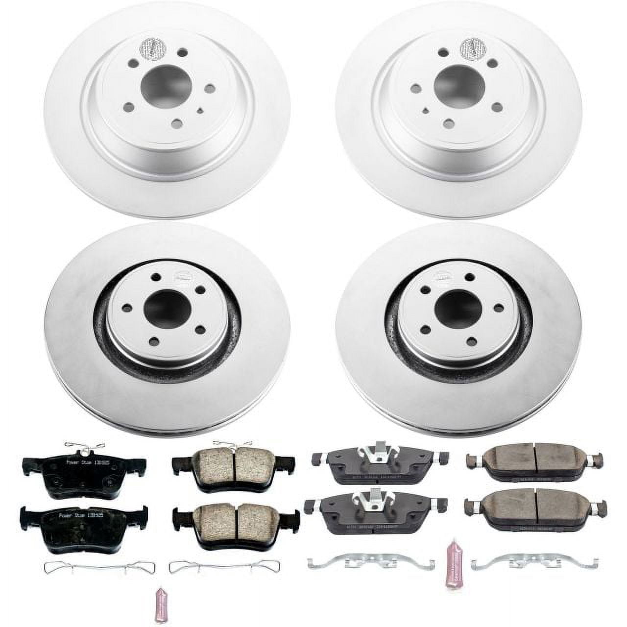 PowerStop Front and Rear Geomet Coated Brake Rotor and Pad Kit Fits: LINCOLN Select Models CRK7418
