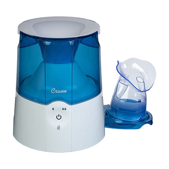 Crane Steam Inhaler & Warm Mist Humidifier, 0.5 Gallon, Humidifier FSA Eligible, Blue & White, Ideal Humidifiers for Bedroom, Sinus Inhaler, Vaporizer HSA, Vaporizer For Congestion