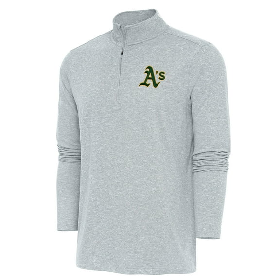 Men's Antigua Heather Gray Athletics Hunk Quarter-Zip Pullover Top
