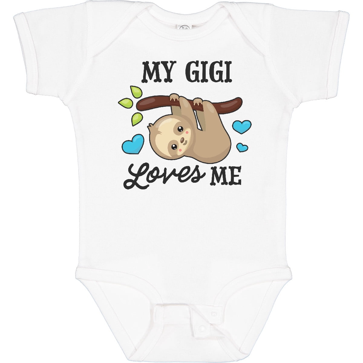 Inktastic My Gigi Loves Me with Sloth and Hearts Boys or Girls Baby Bodysuit