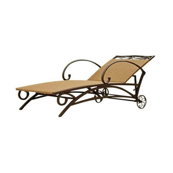 Pemberly Row Patio Chaise Lounge in Honey Pecan
