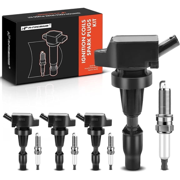 A-Premium Ignition Coils and Spark Plugs Kits Compatible with Hyundai Elantra 2017-2020, Sonata 2015-2019, Tucson 2016-2018, Kona & Kia Soul 2017-2019, Optima 2016-2020, Forte, Forte5 4-PC Set