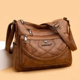thumbnail image 2 of Bolsa Dama Suave Cuero Gran Capacidad Impermeable P/ Viaje Resistente CAFE Bolso bolso, dama, casual, 2 of 3