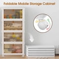 thumbnail image 3 of 4 Tier Stackable Storage Bins with Lids, 92 QT Foldable Storage Cabinet with Doors and Wheels, Plastic Storages Drawers Closet Organizers for Bedrooms, Living Rooms Dorm, White, 3 of 7