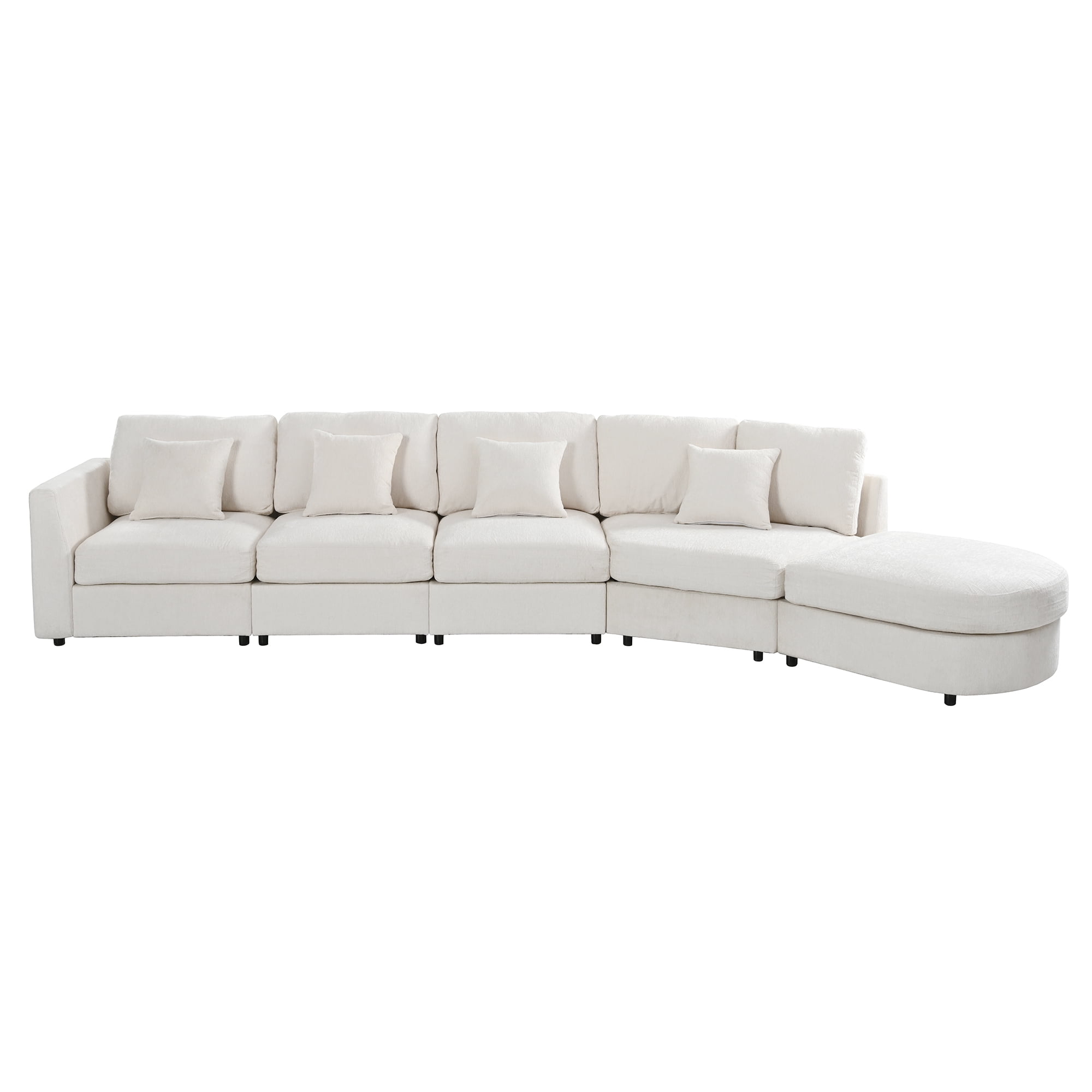 Howcool Oversized 160.4"W Curved Modular Sectional Sofa,5-Seater Deep Seat Chenille Cloud Sofa Couch with 4 Throw Pillows for Living Room,Beige