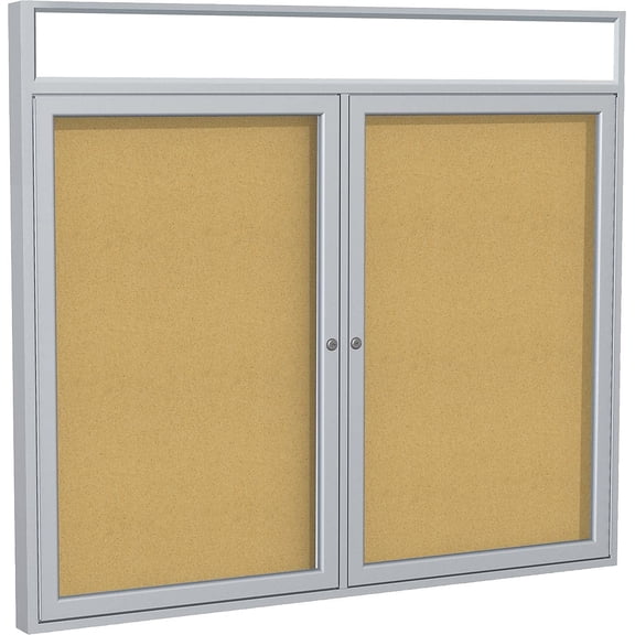 Ghent 36"x48" 2D Silver Aluminum Header Bulletin Board - Natural Cork