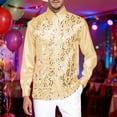 thumbnail image 2 of Shiny Metallic Sequin Shirt for Men Long Sleeve Button Down Collared Dress Shirt Disco Party Wedding Formal Suit, 2 of 5
