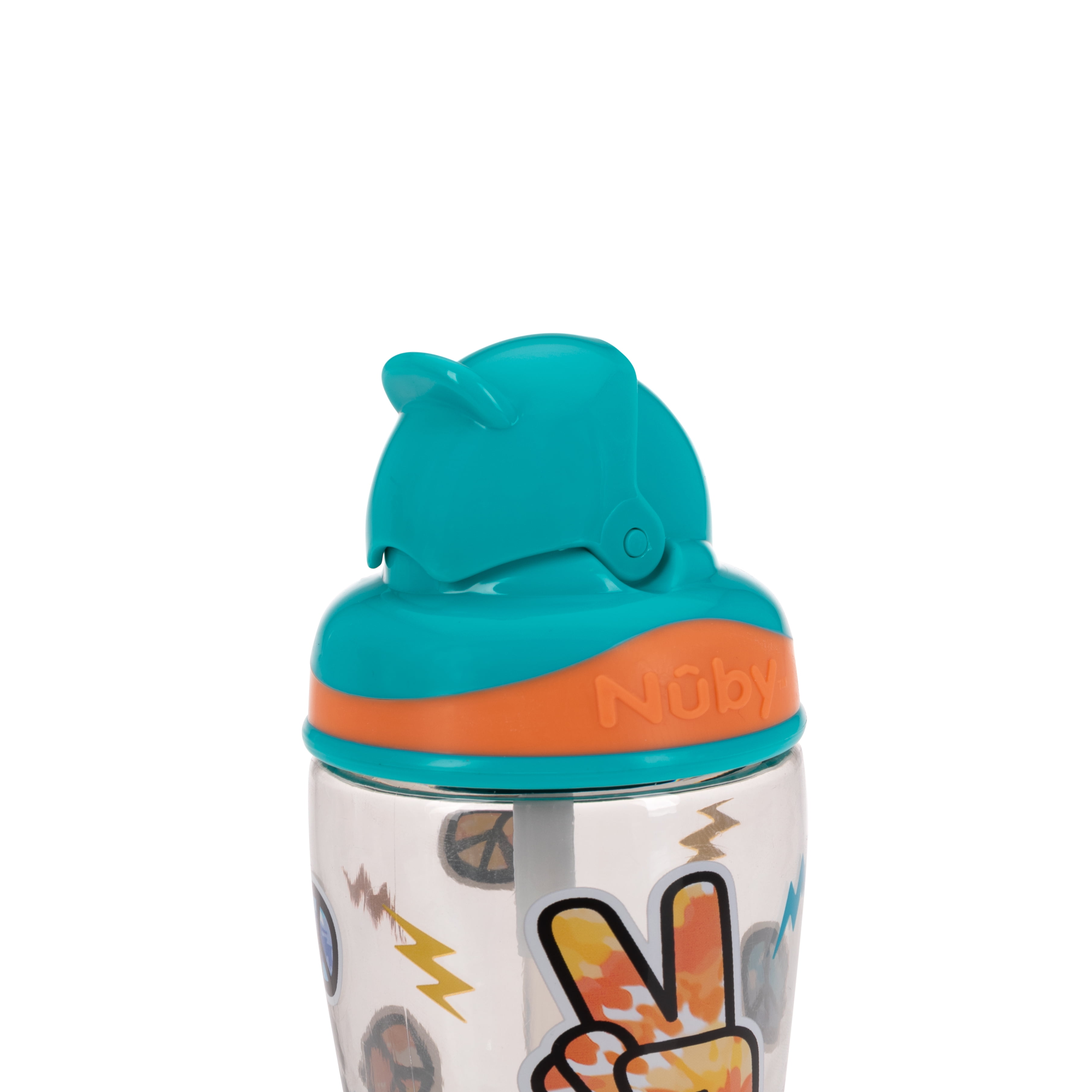  Nuby Thirsty Kids Flip-it Freestyle 12 oz Water Bottle with  Bite Resistant Hard Straw, Blue Cars : Baby