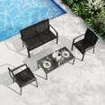 thumbnail image 3 of Ensemble de Mobilier de Patio 4 Pcs, Ensemble de Conversation Extérieur avec Causeuse, 2 Chaises Simples et Table Basse, Ensemble de Patio Moderne en Métal avec Sièges en Textilène Respirant pour Véranda, Cour Arrière, Balcon, 3 of 7