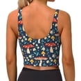 thumbnail image 4 of Picia Colorful Mushrooms Sports Bra for Women,Padded Strappy Sports Bras Medium Support Yoga Bra with Removable Cups,Running Yoga Bra-Large, 4 of 9