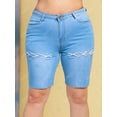 thumbnail image 2 of Cordones arriba dobladillo crudo más tamaño biker denim shorts Rosegal Pantalones cortos de talla grande, 2 of 5