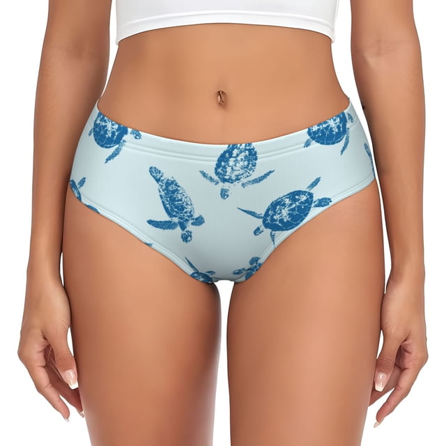 Fotbe Turtle Calzones Estampados para Mujer – Ropa Interior de Algodón, Cómoda, Suave y Elástica-X-Small