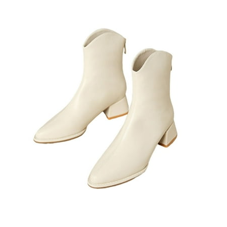 

Oalirro Women s Autumn and Winter Short Boots Low Tube Thick Heel High Heel Ankle Boots