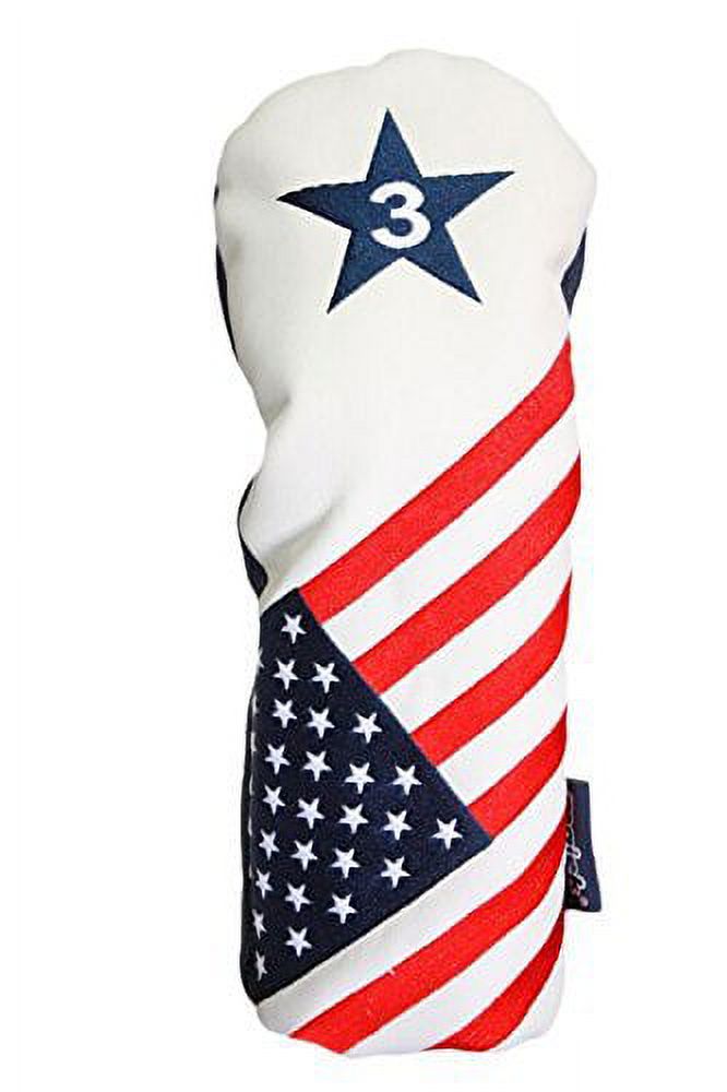 Majek USA Vintage Golf Driver Headcover USA 3 & 5 Headcover Patriot Golf Vintage Retro Patriotic Fairway Wood Head Cover Fits All Modern Fairway Wood Clubs - image 2 of 7