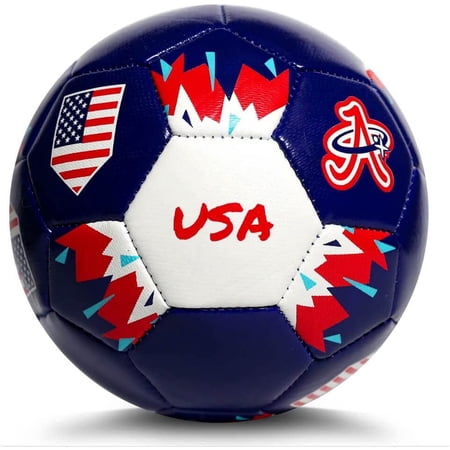 USA Soccer Ball World Cup 2022, Mini Size 2 Skills Ball, Leather Game Ball, Indoor & Outdoor, Kids, Adults, Collector & Game Quality