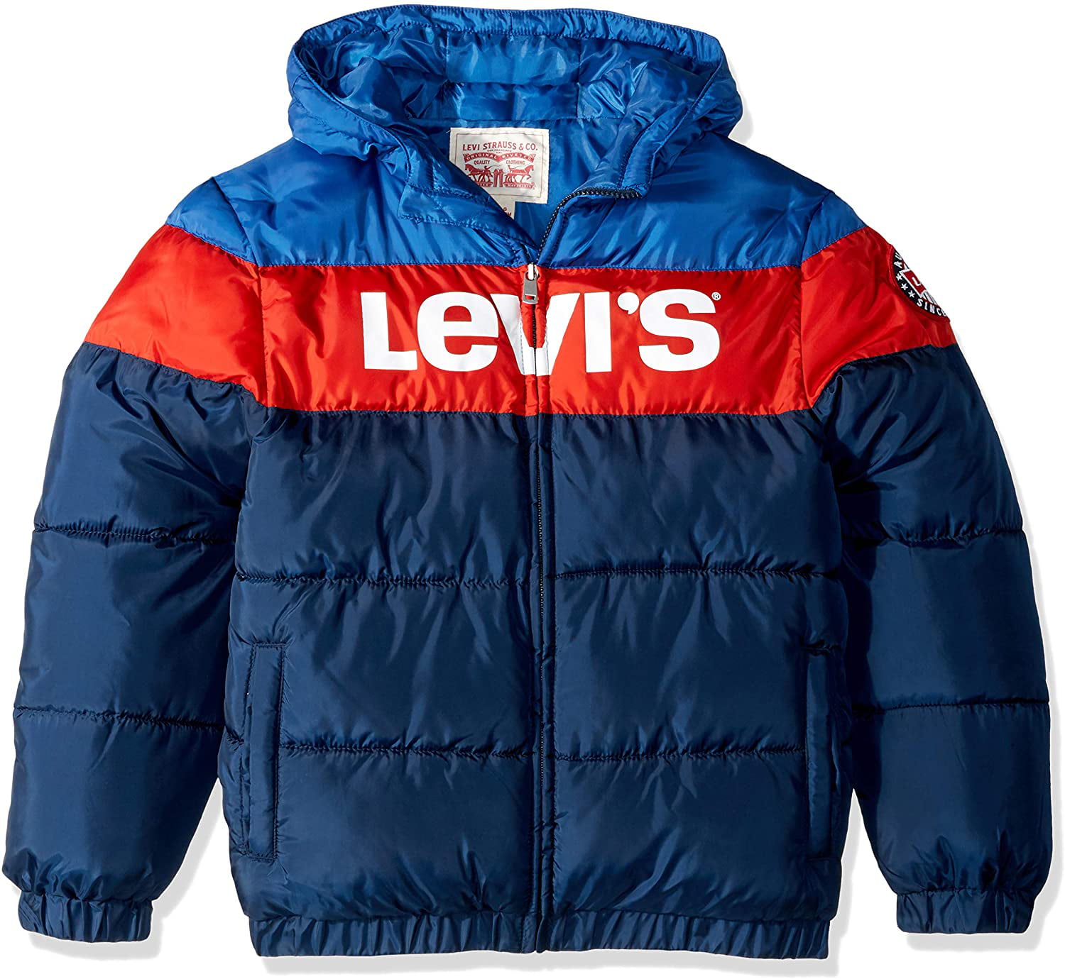 Levi's Boys' Toddler Puffer Jacket, Dress Blues/Red Logo, 4T | Walmart ...