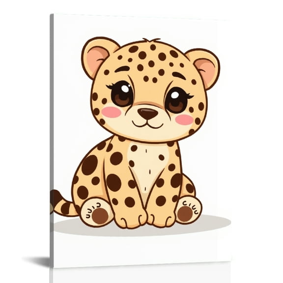 RKSupls Cute Cartoon Cheetah Cub Canvas Wall Art, Canvas Prints Wall Art for Living Room Bedroom Entryway Office, Art Print Painting for Home Decor