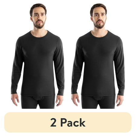 (2 pack) Realtree Men s Cotton Base Layer Thermal Shirt Black M