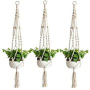 EEEKit 3pcs Macrame Plant Hangers, Indoor Outdoor Hanging Planter Baskets, Boho Home Decor Flower Pot Holders for Living Room Patio Ceiling, 41"