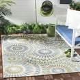 thumbnail image 3 of SAFAVIEH Veranda Petra Geometric Indoor/Outdoor Area Rug, 5'3" x 5'3" Square, Cream/Green, 3 of 8