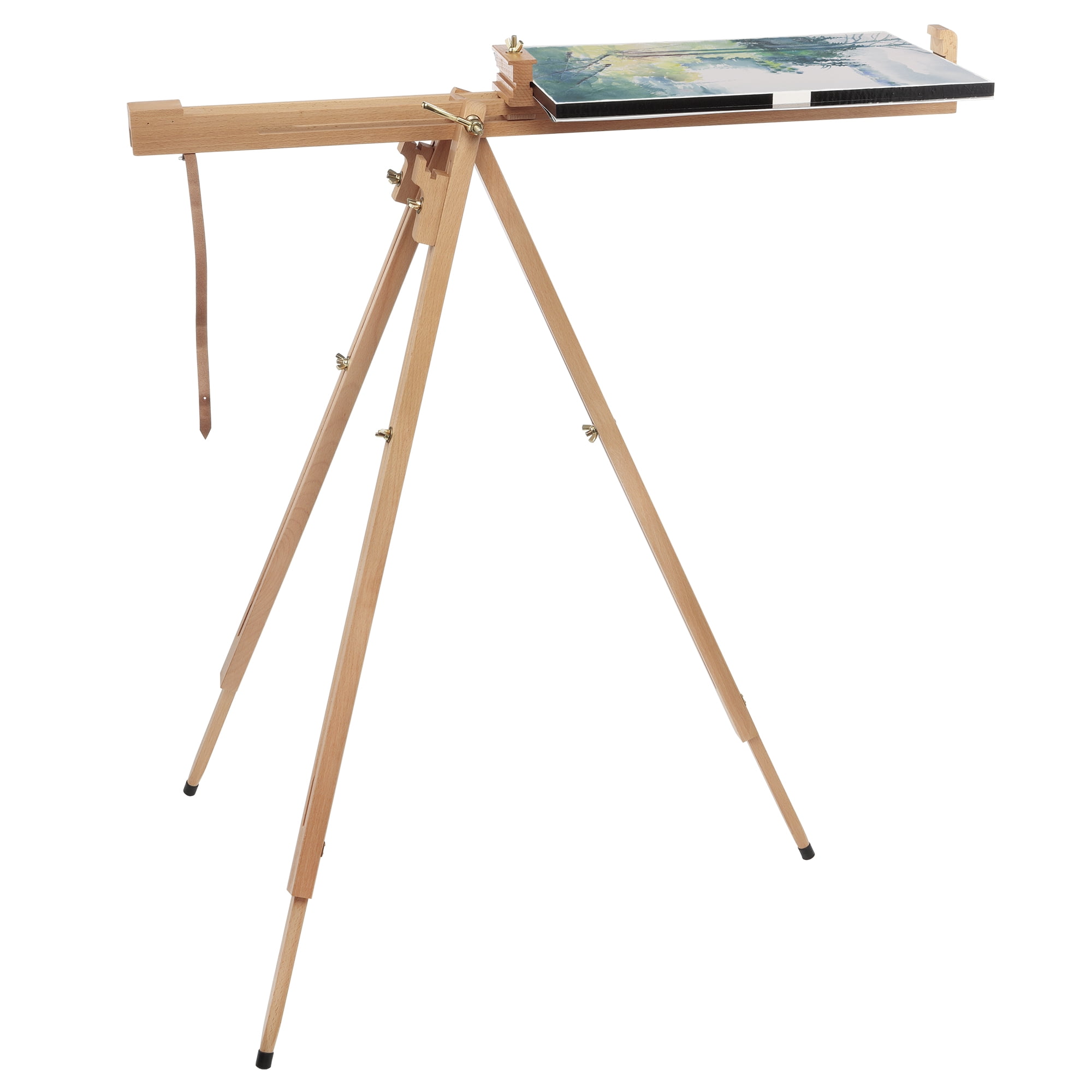 Artist Easel - Millbrook All Media Wood Field Easel LightWeight Adjustable Angles Perfect For Watercolors, Acrylics, and Oils, Holds Canvases up to 48" High