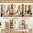 thumbnail image 3 of Kromapolis 36" Fluted Vanity Desk with Adjustable LED Lights & Charging Station, 4 Drawers Makeup Table with Tempered Glass Top, 8 Open Shelves, Hair Dryer Holder for Bedroom, Natural Oak, 3 of 8