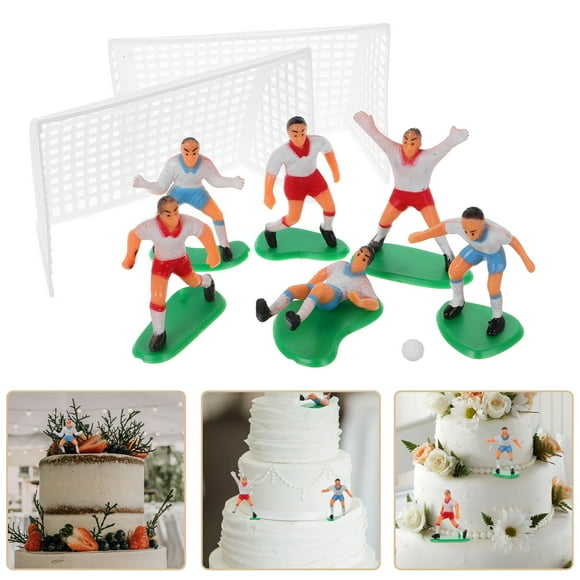 Phenofice 1 Set Football Cupcake Decoration Assorted Color PVC Cake Decor Soccer Fans Events